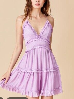 Lavender Ruffle Mini Dress - Women's Summer Dress
